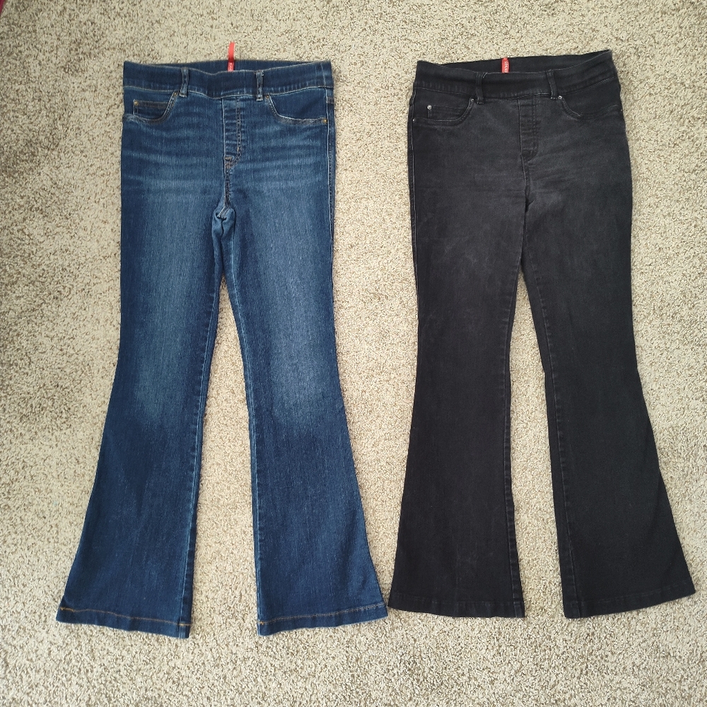SPANX Pair: Dark Blue and Black Flare Jeans